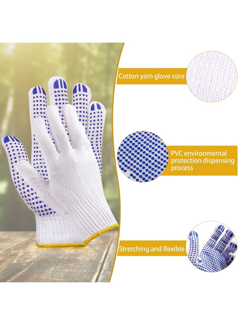 MAKINGTEC 12 Pairs Working Gloves For Men Women Winter Dots Flip Resistant Grip Repairing Builder Construction Gardening Housework Skincare Stretchy Durable Gloves Warehouse Worker - Image 3